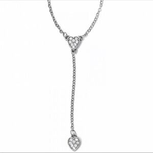 BRIGHTON Silver Plated Starry Night Y Heart Crystal Lariat Reversible Necklace